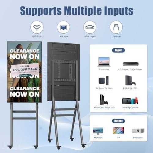 MWE 43 Inch Mobile Digital Signage Display Kiosk with Flight Case, Portable Digital Poster with Screen Mirroring App Publishing, Advertising Display Kiosk, Android OS - Image 5
