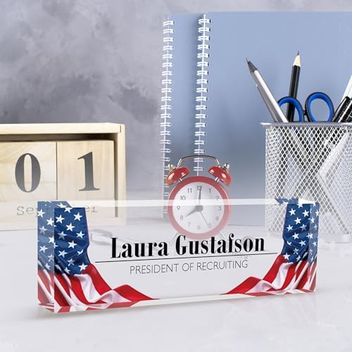 Desk Name Plate Personalized Name Plate for Desk, Office Desk Decor, 3D Style Personalized Plaque Name Plates for Desks Custom Appreciation Gifts for Boss Lady Employee Coworkers (USA Flag) - Image 6