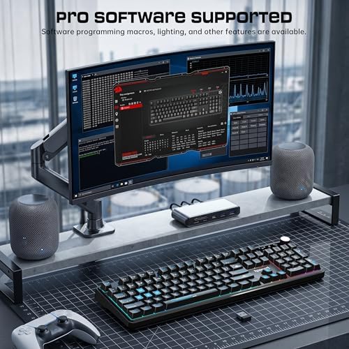 Redragon RM104 Wireless Gaming Keyboard with Knob, Tri-Mode BT/2.4G/USB-C RGB Computer Keyboards, 4000mAh Battery, Programmable Software Support, Anti-Ghosting, Compatible with PC Mac - Black & Blue - Image 5