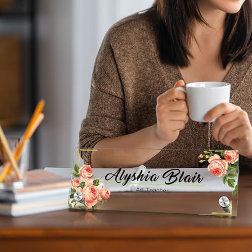Personalized Acrylic Office Desk Name Plate with Standoff Barrels - Image 3
