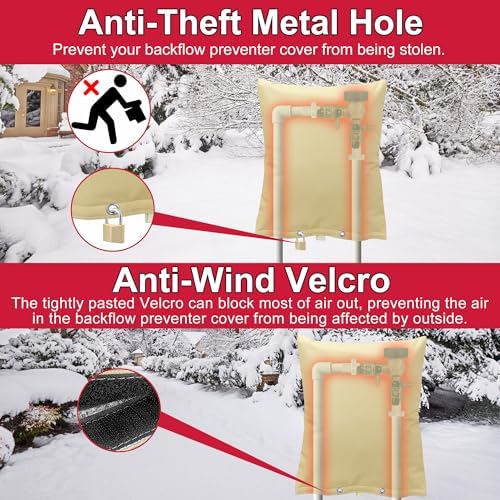 Winter Guard Backflow Preventer Insulation Cover - Fits 28" W x 36" H Valves | Waterproof 5-Layer Insulation | Freeze Protection | Outdoor Pipe Winter Shield - Image 5