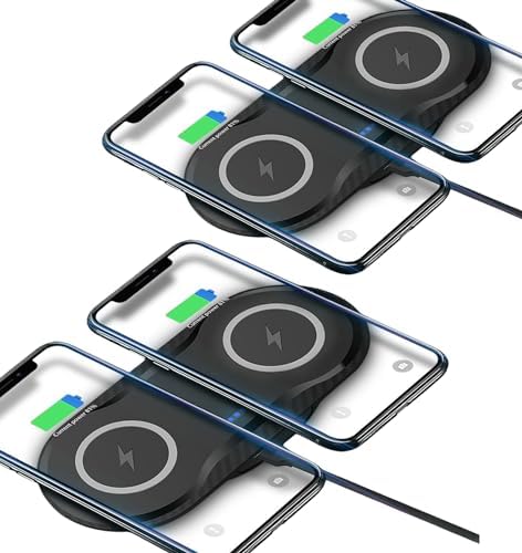 2 Pack Dual 15W Wireless Charger for Multiple Devices, 30W Fast Wireless Charging Pad/Mat for Apple iPhone, for AirPods, for Samsung Phone, for Google Pixel, and All Qi-Enabled Devices (Black-2Pack) by Cesbiomo