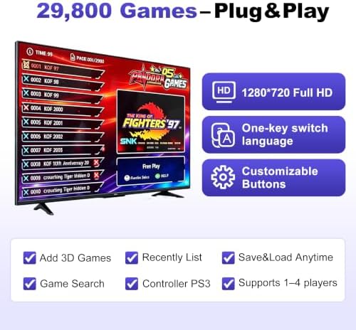 Pandora's Box Arcade 29,800-in-1, Full HD 1-4P Console, HDMI/VGA - Image 3