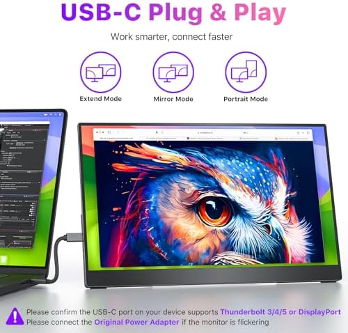 cocopar Portable Monitor 15.6 Inch 4K UHD 60Hz 145% sRGB Travel Monitor with Speaker HDMI USB-C Second Screen for Laptop MacBook Surface PC Xbox PS4/5, VESA Mountable, with Kickstand - Image 2