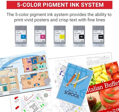 Canon imagePROGRAF TM-340 36" - Large Format 5 Color Poster & Plotter Printer with Media Detection, Color Calibration, Printer Stand/Catch Basket, 300 ml of Ink, and 2-Year Warranty - Image 3