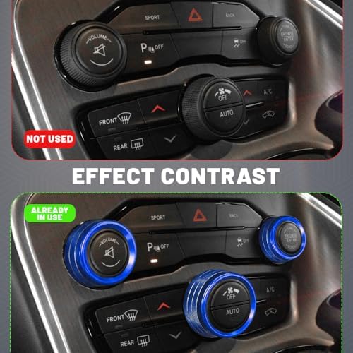 3PCS Air Conditioner Switch Button Knob Cover, Aluminum Alloy Knob Ring Trim Cover, Climate Control Knob Covers, Auto Accessories Compatible with Most Vehicles (Blue) - Image 3