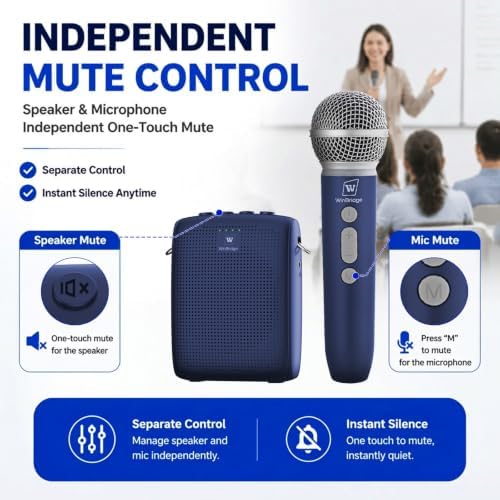 WinBridge Voice Amplifier with Wireless Mic for Teachers Blue WB009 - Image 6