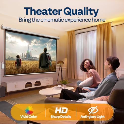 VIVOHOME 84 Inch 16:9 Motorized Projector Screen, White - Image 4
