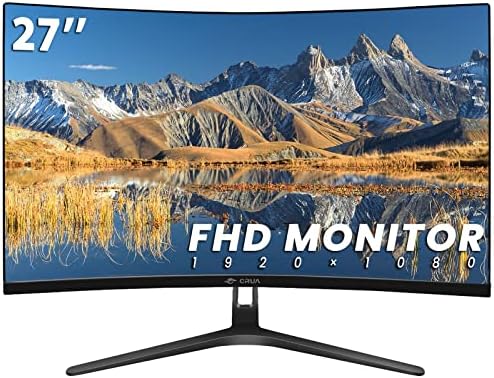 CRUA 27" FHD 1080P 100Hz Curved Computer Monitor, 1800R, HDMI/VGA, Black - Image 2