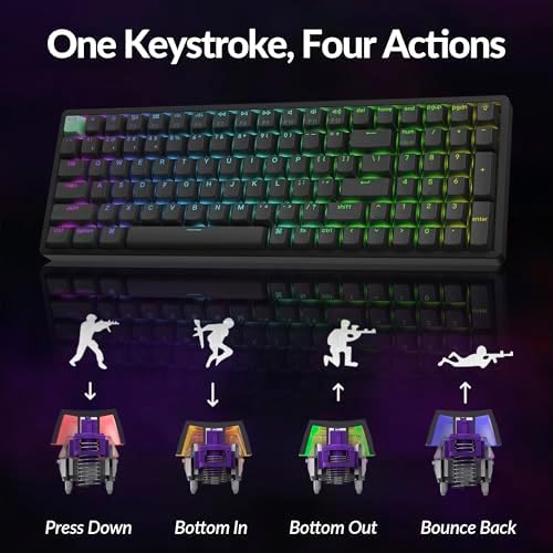 Keychron K4 HE 96% Wireless Hall Effect Keyboard with Number Pad, Rapid Trigger Magnetic Switches, QMK Launcher, 2.4GHz/Bluetooth/Wired, Mac & Windows, Aluminum Frame, Black (Shine-Through) - Image 4
