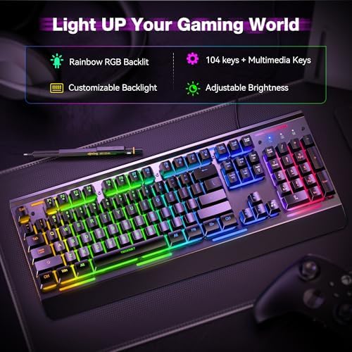 TECKNET Wired Gaming Keyboard, RGB Backlit Keyboard with Metal Panel Design - Image 3