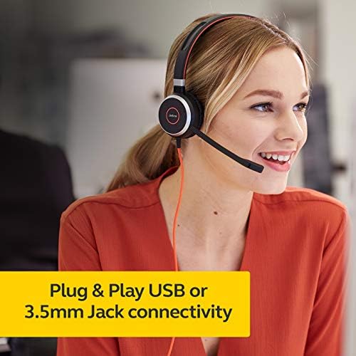 Jabra Evolve 40 Professional Wired Headset, Stereo, UC-Optimized – Telephone Headset for Greater Productivity, Superior Sound for Calls and Music, 3.5mm Jack/USB Connection, All-Day Comfort Design - Image 4