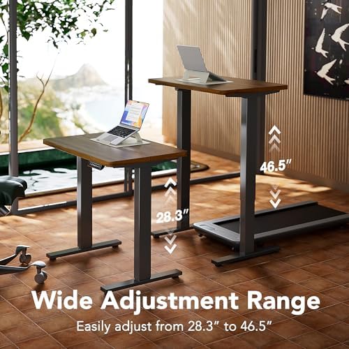 HUANUO 32x19 Inch Small Electric Standing Desk, Adjustable, Black Walnut - Image 3