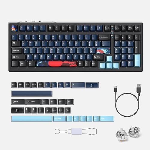 Fogruaden Blue Creamy Mechanical Keyboard with Number Pad, Hot Swappable RGB Gaming Keyboard, 98 Key Full Layout, Gasket Mount, White Switch, NKRO for Win/Mac（98Blue） - Image 5