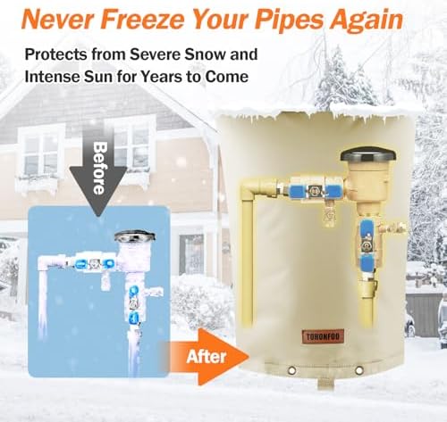 TOHONFOO Backflow Preventer Cover, Pipe Freeze Insulation, 10"Wx20"H, Beige - Image 3