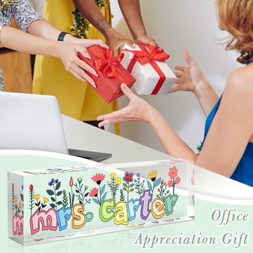 Teacher Name Plate for Desk, Desk Name Plate Personalized, Office Decor for Women Men, Acrylic Desktop Accessories, Office Appreciation Gifts for Teacher Boss Social Workers Nurse Employee (Orchid) - Image 4