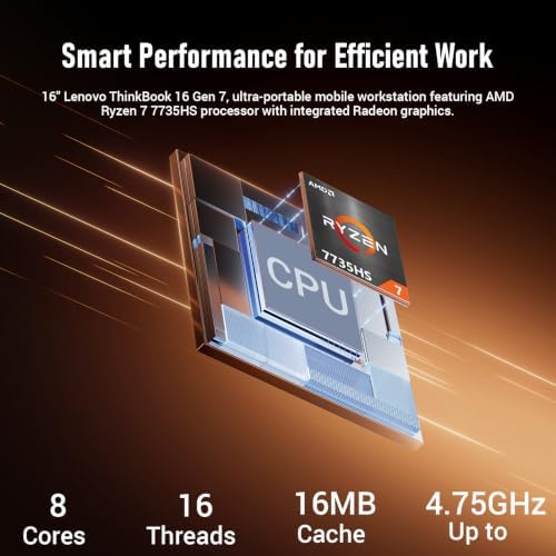 Lenovo ThinkBook 16 Gen 7 AMD Ryzen 7 7735HS Business Laptop, 64GB + 1TB - Image 3