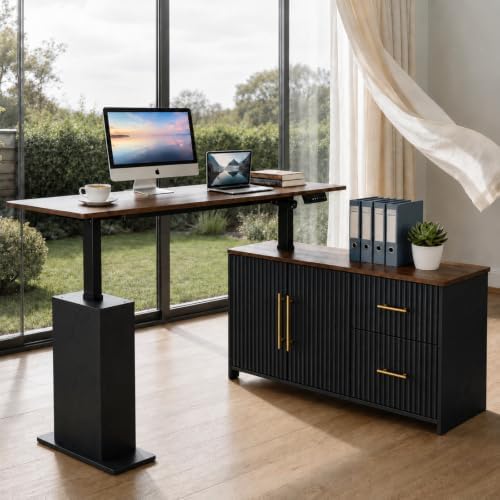 NORTHSKY 55" L-Shaped Electric Standing Desk with Drawers and Storage Cabinet, Height Adjustable Corner Desk for Home Office, 3 Memory Presets - Image 7