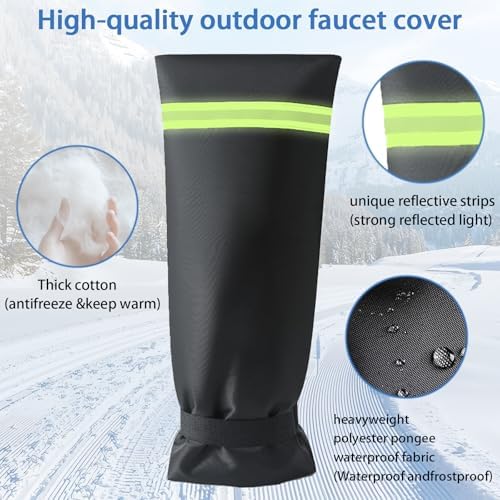 Outdoor Faucet Covers for Winter with Reflective Strips,Velcro Thickened Anti-Freeze Outdoor Tap Cover,Reusable Spigot Cover for Winter Freeze Protection Anti-Rust（17.7 * 7.1inch） 1pcs - Image 3