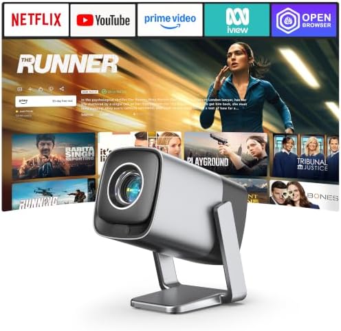 [2800 ANSI & Auto Focus]Silver Smart Mini Projector with WiFi and Bluetooth, XuanPad 4K Support Movie Projector, Portable Native 1080P Outdoor Projector with 360° Stand by YouDeservetheBest