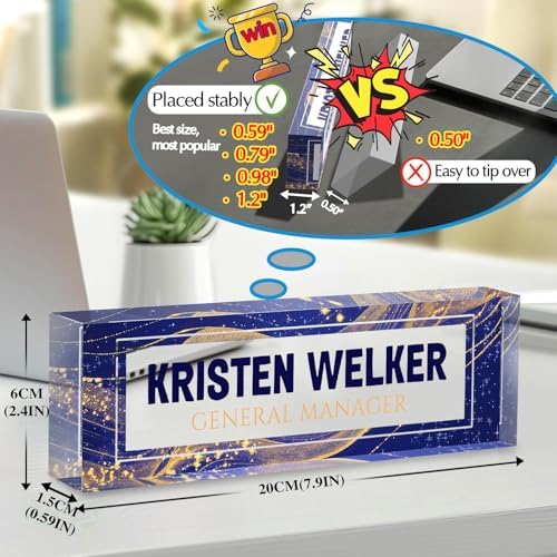 Custom Office Name Plate for Desk - Desk Name Plate Personalized Gifts for Coworkers, Boss, Employees, Teacher, Nurse - Office Desk Decor for Women Men - Employee Appreciation Gifts (Blue Marble) - Image 2