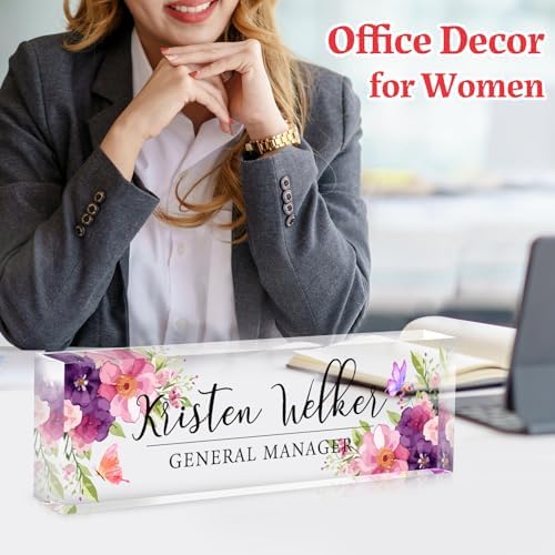 Custom Office Name Plate for Desk - Desk Name Plate Personalized Gifts for Coworkers, Boss, Employees, Teacher, Nurse - Office Desk Decor for Women Men - Employee Appreciation Gifts (Pink/Purple) - Image 3