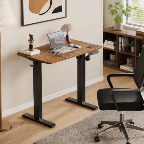 Claiks Electric Standing Desk 35x20 Inch Adjustable Desk, Rustic Brown - Image 2