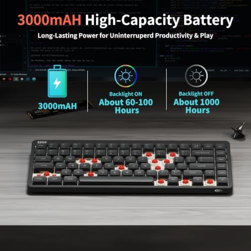 nuphy Node75 Hot-swap Wireless Mechanical Keyboard Black-Red Nano Switch - Image 6