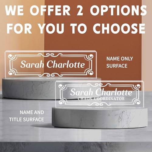 Custom Office Name Plate for Desk - Name Plate Personalized Gifts for Coworkers, Boss, Teacher, Social Worker - Acrylic Office Desk Decor for Women Men - Employee Appreciation Gifts (white 4) - Image 2