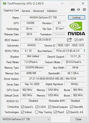 Glorto GeForce GT 730 4G GDDR5 Low Profile Graphics Card, PCI Express 2.0 x8, HDMI/DVI/VGA, Entry Level GPU for PC, SFF and HTPC, Compatible with Windows 11 - Image 6