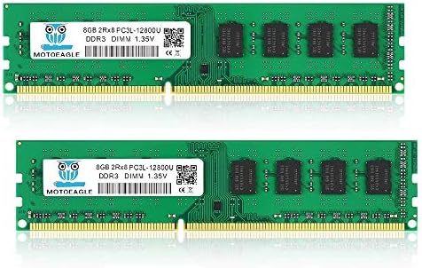 DDR3L-1600 UDIMM 16GB Kit (2x8GB) 2Rx8 PC3L-12800U 8GB PC3-12800 240 Pin Non ECC Unbuffered 1.35V/1.5V CL11 Dual Rank Desktop Memory Ram by motoeagle