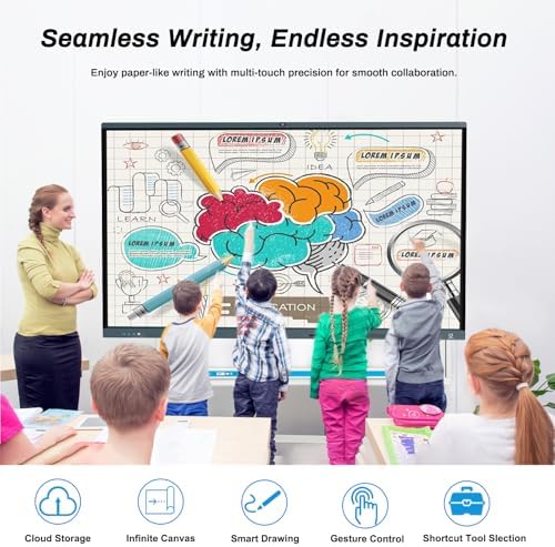 Smart Board, 86 Inch 4K Touchscreen Interactive Whiteboard with Windows 11 Pro 13th & Android 13, All in One Computer Display Built in AI Camera and 8 Mics for Office Classroom Home - Image 4