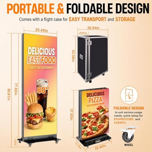 80 Inch LED Screen Poster, P1.86 Spliceable Digital Signage Display, GOB LED Poster Display with Flight Case, Commercial Advertising Display for Events, Rentals and Weddings, WiFi/USB/HDMI - Image 3