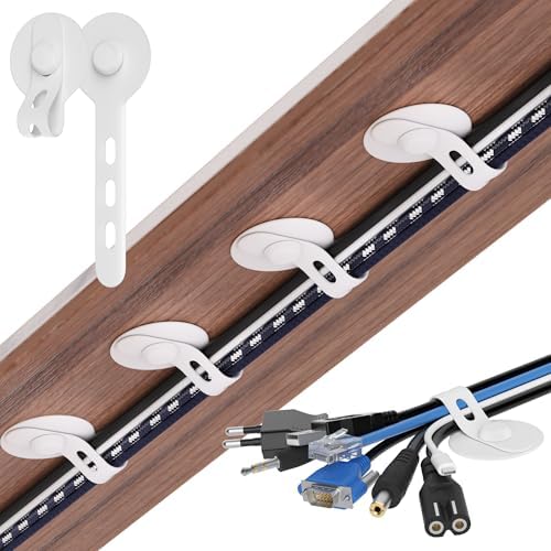 Cable Management Under Desk, Adhesive Cable Ties, 10Pack-White by ELECTRONICSORGANIZATION