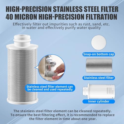 5 Or 40 Micron Reusable Brass Sediment Filter, Visual Washer Water Filter System, 12 GPM High Flow, for Washing Machine, Heater, Shower, Garden, 1/2" NPT+3/4" GHT Chrome (Stainless Steel Filter 40um) - Image 3