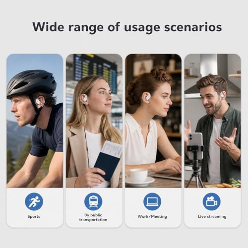 Wireless Headset Wireless Headphones Handsfree Call Wireless Earpiece Noise Cancellation Earbud Earphones Mic Compatible with Cell Phones Car Driver Trucker Business Office (Warm White with box) - Image 6