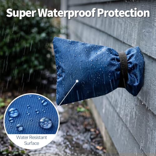 Outdoor Faucet Cover for Winter, 3M Thinsulate Spigot Cover for Winter Freeze Protection, Waterproof, 10" H x 6.3" W Outside Hose Bib Insulated Covers for Wall Taps, 4 Pcs Faucet Socks - Blue - Image 5