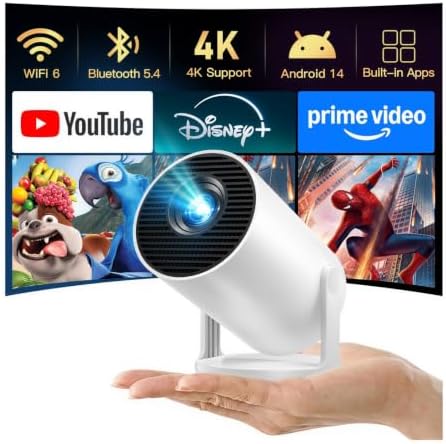 [2026 Upgraded] Mini Projector 4K Supported, Built-in App, Android TV OS X1 by LYNCAST