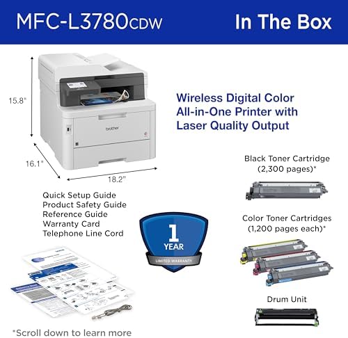 Brother MFCL3780CDW Wireless Digital Color All-in-One Laser Printer, Single Pass Duplex Copy & Scan | Includes 2 Month Refresh Subscription Trial ¹ Amazon Dash Replenishment Ready (Renewed Premium) - Image 7