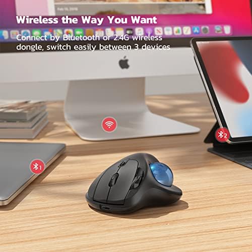 Nulea M501 Wireless Trackball Mouse Ergonomic Thumb Control, 4 DPI Levels - Image 4
