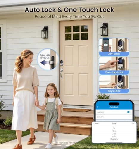Veise RZ07 Fingerprint Smart Door Lock Deadbolt, App Control, Satin Nickel - Image 3