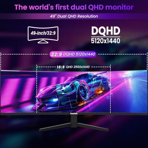 Gawfolk 49 inch Curved Gaming Monitor, 5120x1440 DQHD Ultra Wide Monitor - Image 2