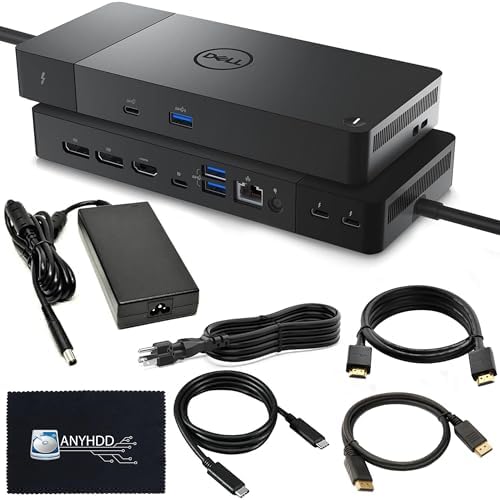 Dell WD22TB4 Thunderbolt 4 Dock - 1 Year Warranty, 40Gbps USB-C/USB A, Dell Docking Station w/ 180W Adapter, HDMI, DisplayPort, USB-C Cables - Supports 4K Displays & Upto 3 Monitors (Renewed) by Amazon+Renewed