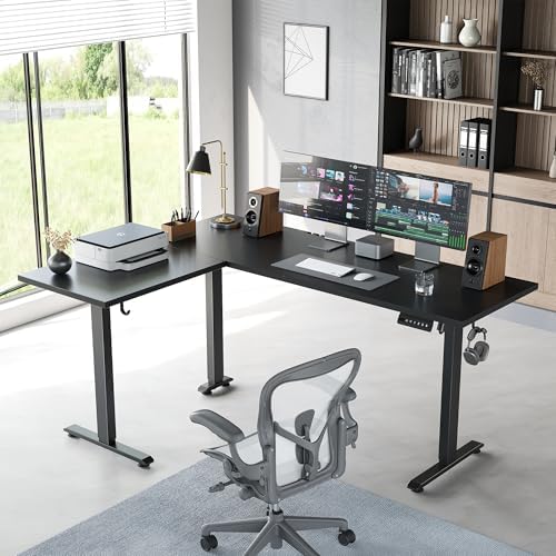 Agilestic L Shaped Standing Desk 63 inch Adjustable Height, Electric Corner Standing Desk, Sit Stand Computer Table with Splice Board, Black - Image 2