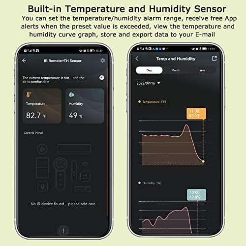 Smart IR Remote Control: Universal WiFi Infrared Remote Control with Temperature Humidity Sensor, App&Voice Control, 3in1 WiFi Thermometer Hygrometer, Compatible with Alexa, Google Assistant - Image 4