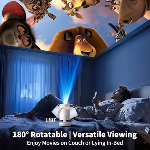 Mini Projector with WiFi and Bluetooth, Portable Projector Support 5w Soundbase Speaker, 170 ANSI, Auto Vertical Keystone, 180° Rotation Smart Projector Proyector for Home Bedroom Outdoor, HY300 Ultra - Image 5