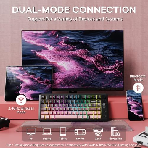 Free wolf M75 TKL Wireless Gaming Keyboard Mechanical Feel - BlackBerry - Image 3