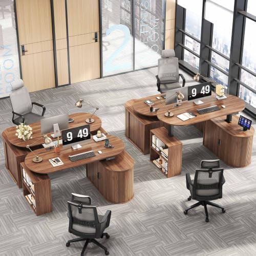 HSH Electric Standing Desk with Storage Cabinet Walnut 60" Home Office Desk - Image 7