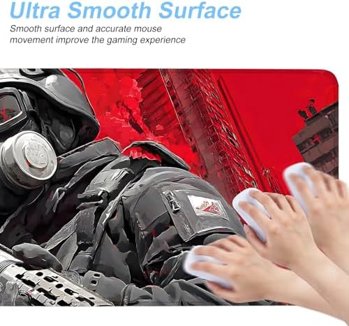 Tactical Soldier Gaming Mouse Pad – 31.5" x 11.8" Extended Desk Mat with Red Urban Battle Scene – Non-Slip Base, Smooth Surface for Gamers & Office Use - Image 4