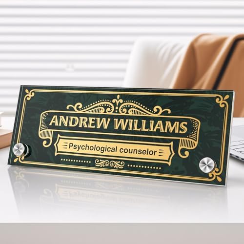 Personalized Acrylic Office Desk Name Plate with Standoff Barrels by nyareka